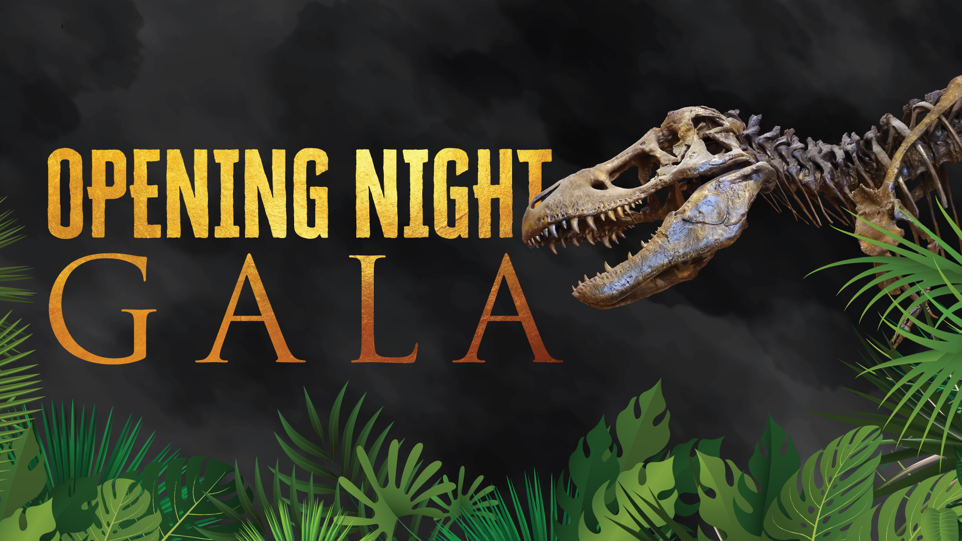 Opening Night Gala logo featuring a T-rex